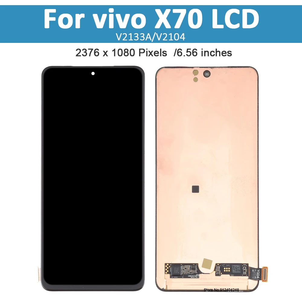 Original AMOLED 6.56''For vivo X70 LCD Display Touch Screen Digitizer Assembly Replacement for vivo X70  V2133A V2104 LCD Screen