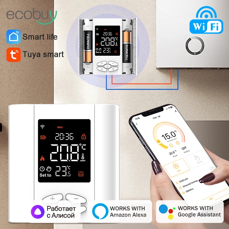 Tuya Thermostat For Gas Boiler Programmable Thermostat Battery Heating Thermostat Wifi Temperature Controller Smart Life APP