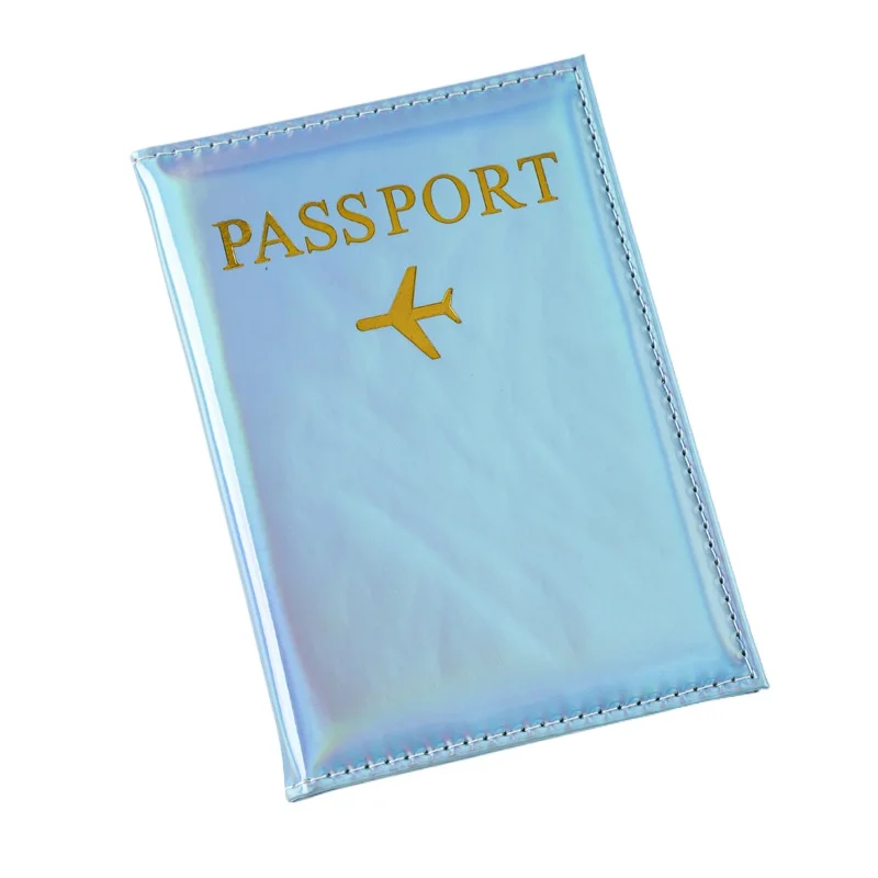 2025 New Laser Color Changing PU Passport Cover Ticket Clip Passport Holder Id Card Holder Passport Wallet Travel Accessories