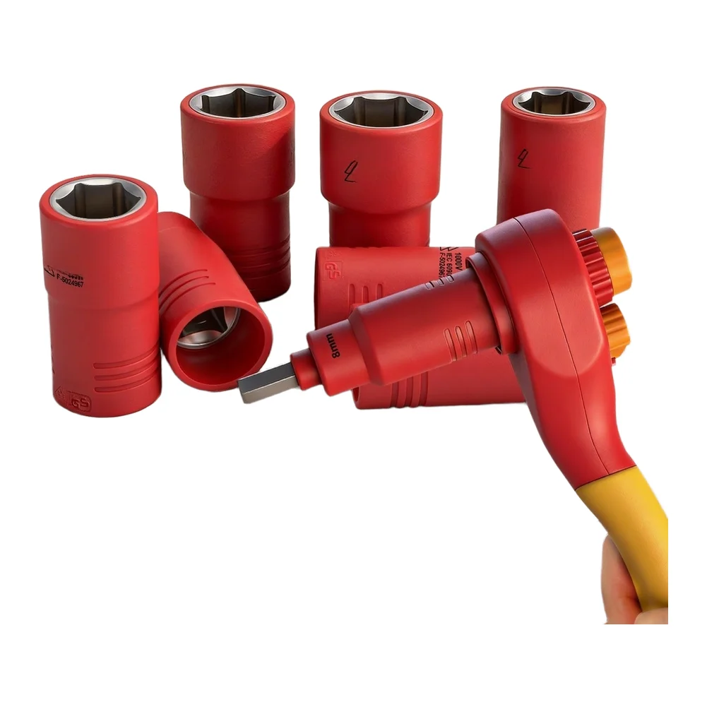 1000V High Voltage Insulated Socket Wrench Set for For crv Alloy Steel 1/2 Drive Metric Hex Sockets 10mm 12mm 14mm 16mm 22mm