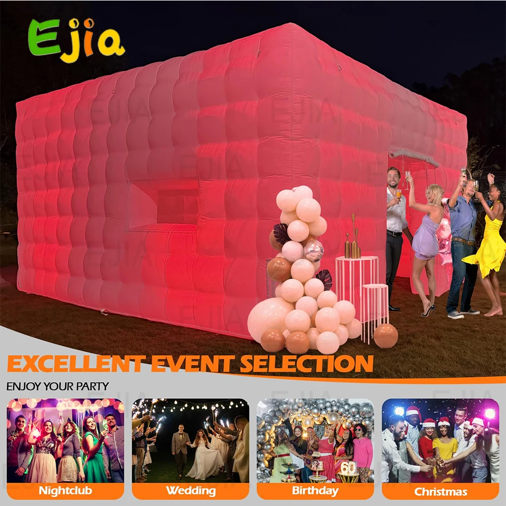 

20/26FT LED Inflatable Night Club Tent Large White Air Cube Tent House with Blower Party Night Club for Party Exhibition