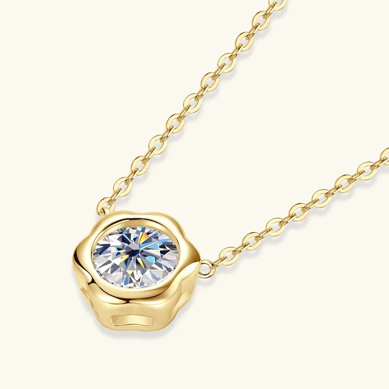 ZFSILVER mode tendance classique 925 argent 1ct Moissanite Simple fleur collier pour charme femmes accessoires bijoux cadeau PMO-232