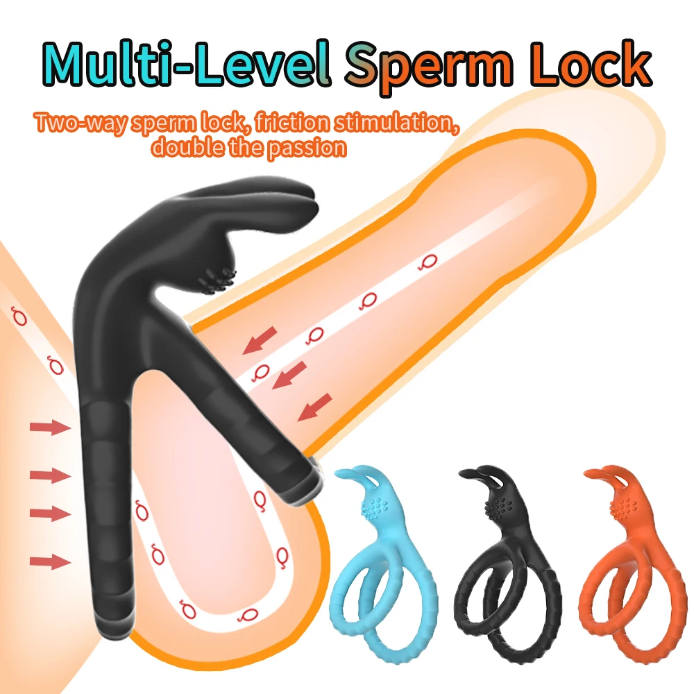 Double Ring Penis Lock Ring Reusable Silicone Cock Ring Delay Ejaculation Clitoris Stimulator Sex Shop Sex Toys For Men Chastity