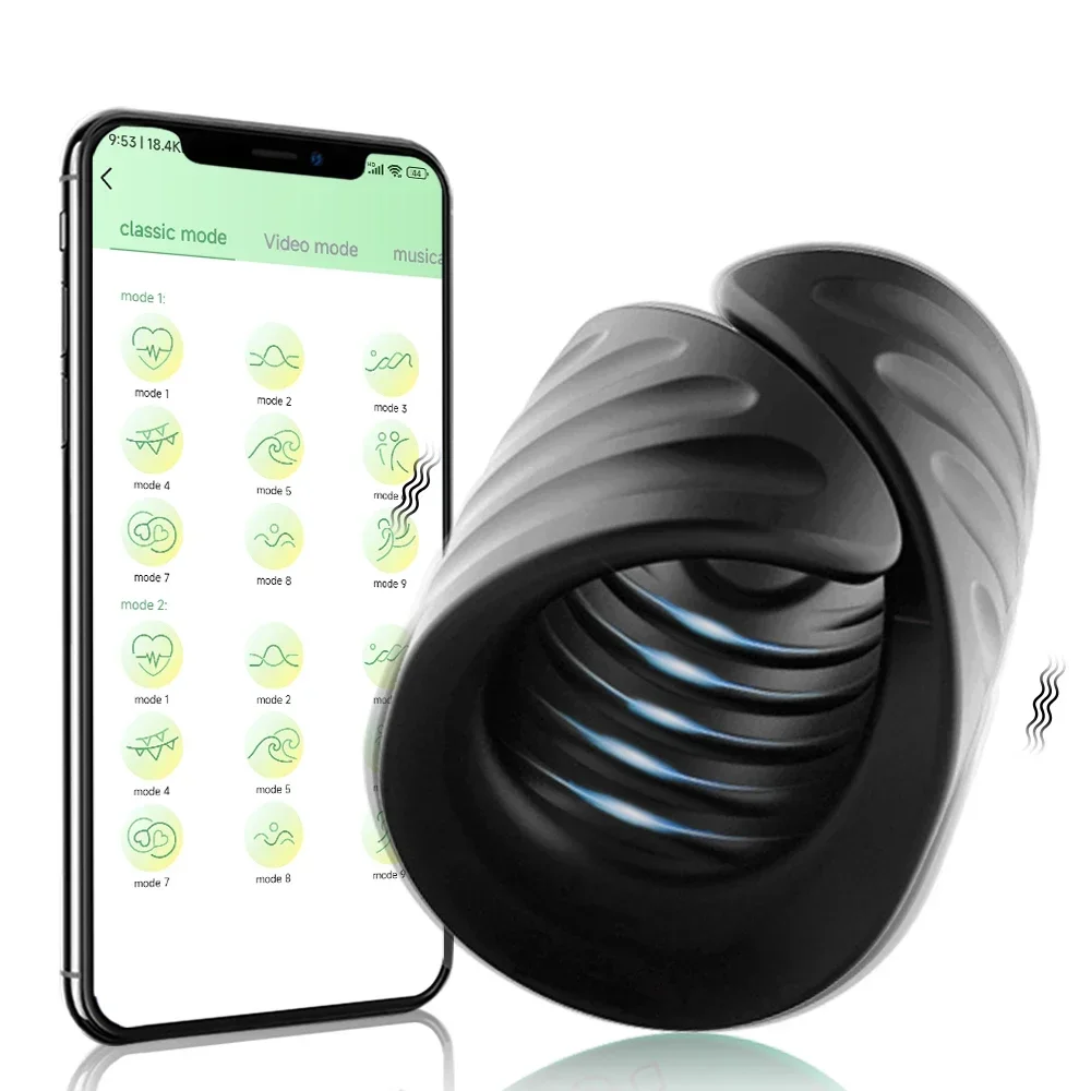 القضيب التدريب هزاز حشفة القضيب APP بلوتوث ذكر الاستمناء حشفة محفز مدلك هزاز الجنس لعب للرجال الكبار #1