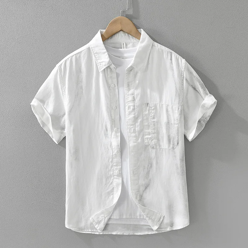 

Свободный мужской льняной ort Sve irt, повседневный универсальный художественный свободный топ, модный универсальный осенний сезон, повседневная одежда