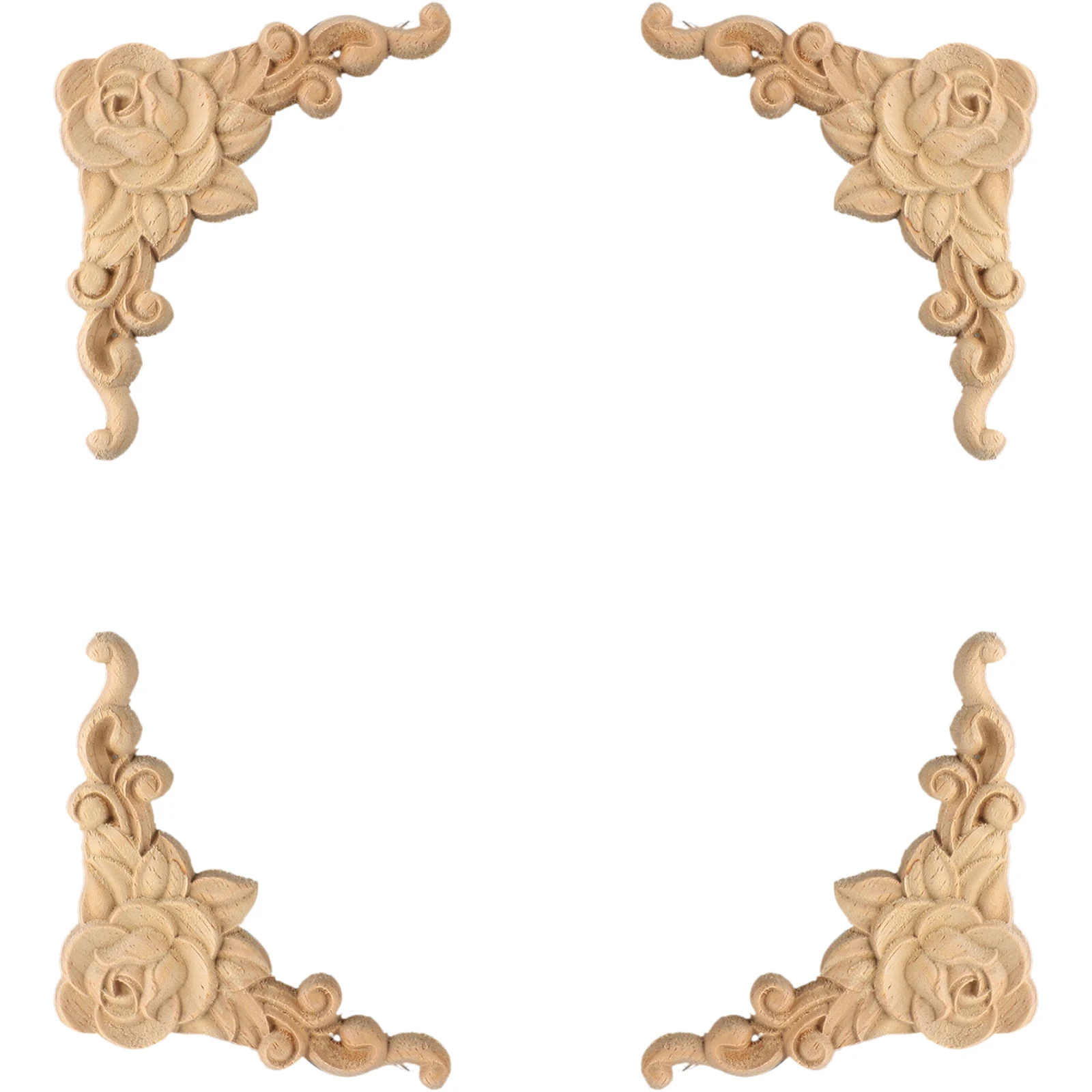 Room Home Decor Sculptures And Figurines Wooden Carved Corner Onlay Applique Furniture Mouldings Cabinets Mirror Decal Decor 4pc
