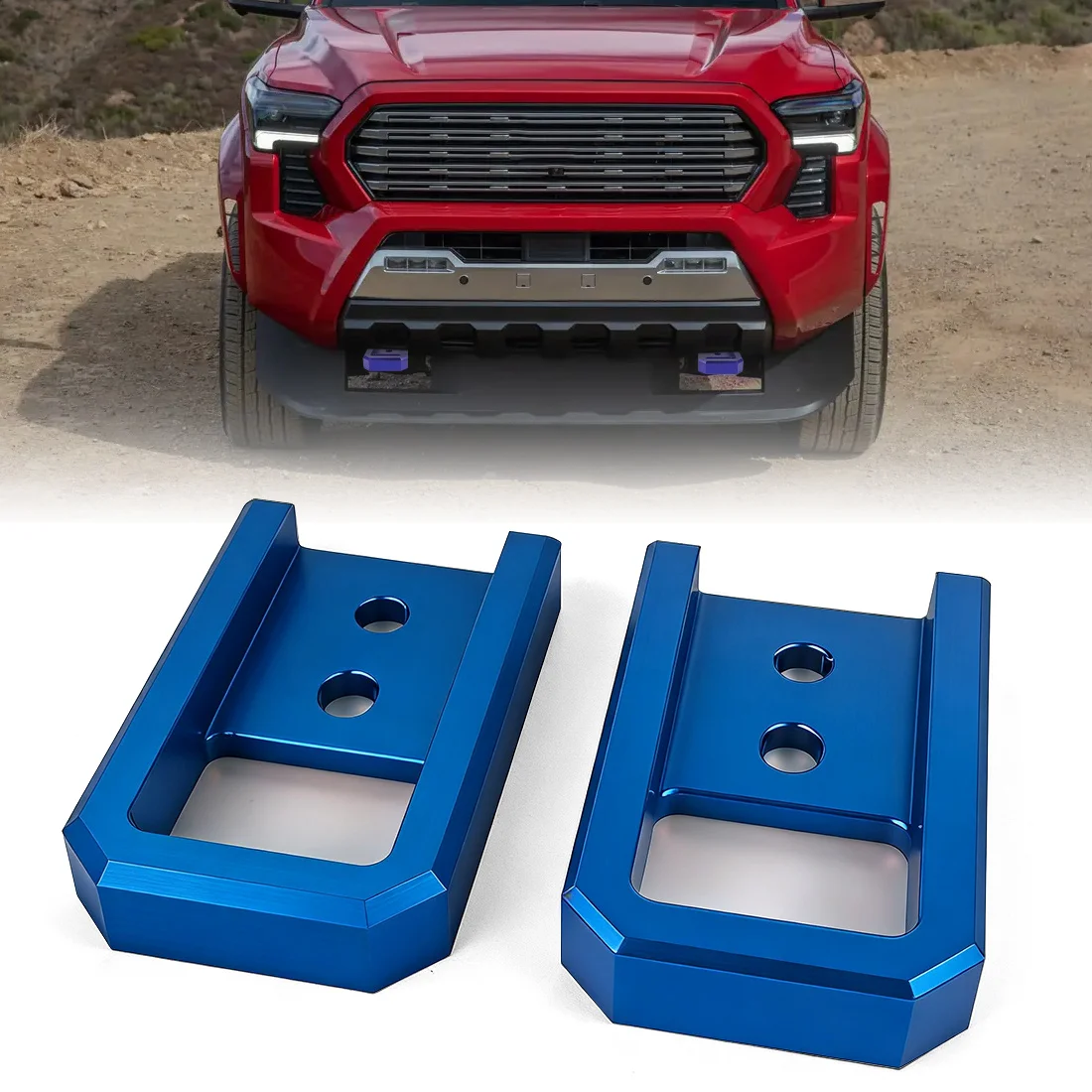 

Комплект из 2 передних буксировочных крюков, совместимых с Toyota Tacoma 2024-2026, 4Runner 2025-2026, синие, левый и правый