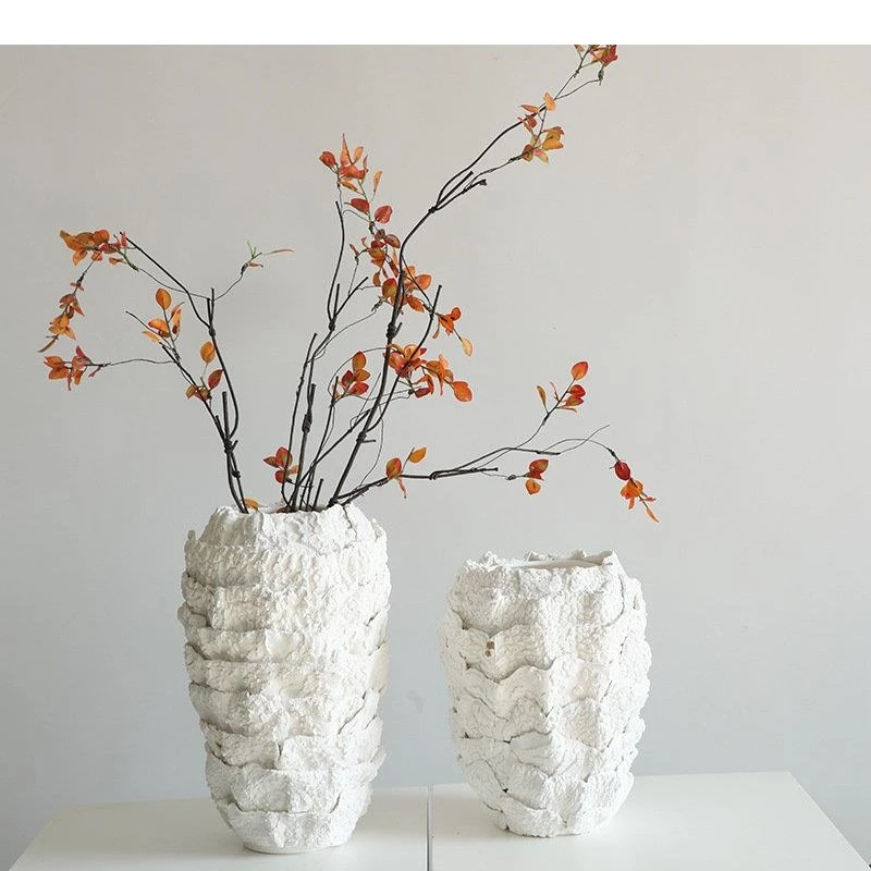 Petal Pleat Decorative Vase Ceramic Flower Pots Desk Decoration Arrangement Room Aesthetics Modern Decor Floral Vases