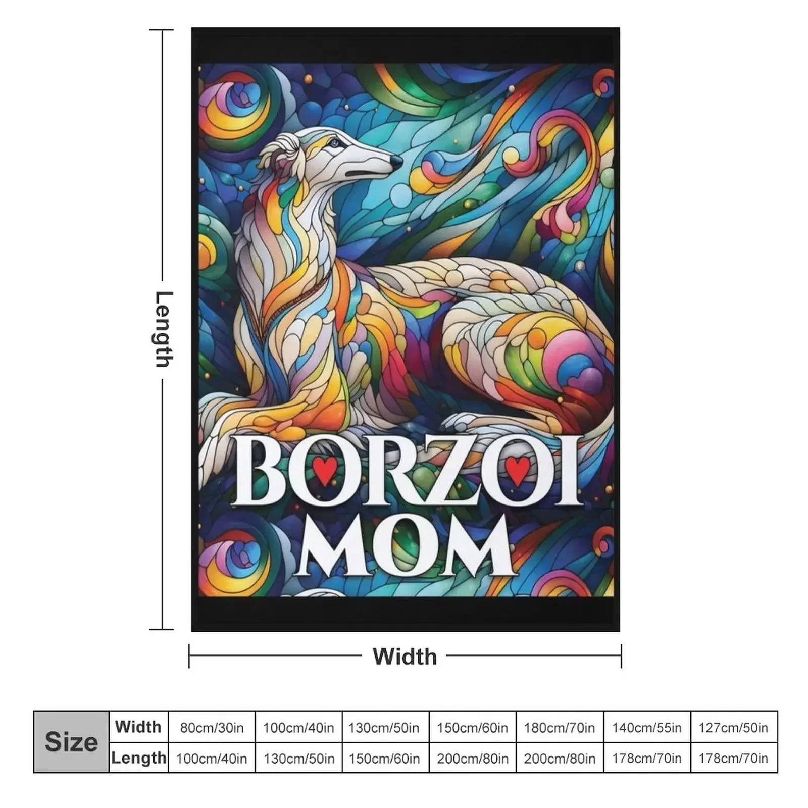 Borzoi mom, stained glass. I love borzois. Throw Blanket funny gift Hairy decorative Hair Bed Fashionable Blankets