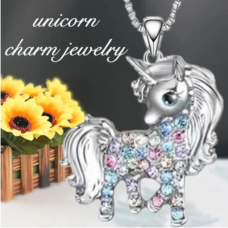 Fashion Creative Unicorn Necklace Zircon Animal Pendant Engagement Necklaces for Women Animal Jewelry Birthday Anniversary Gift