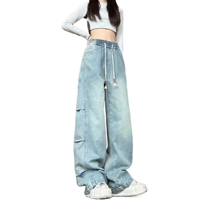 New American jeans Loose personality Jeans for Men and Women Street Personalized Straight Leg Retro Casual Pants Mopping pant