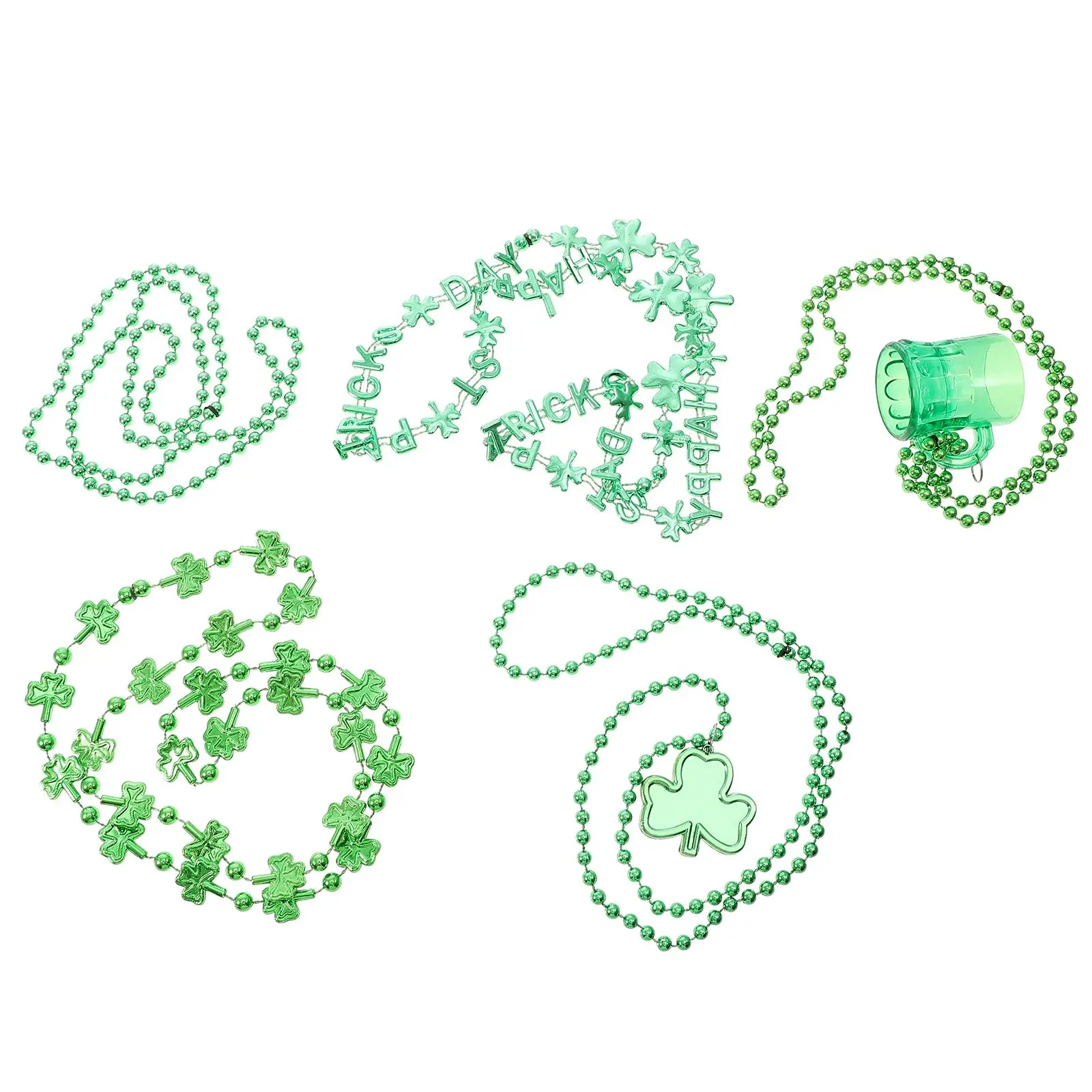 

Shamrock Neck Chain Green Necklace St Patrick Day Ireland Parade Decor Unisex Theme Plastic Material Practical
