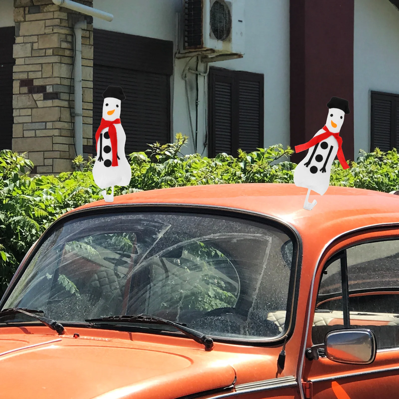 

2pcs Christmas Snowman Car Decoration Wear-Resistant No Tools Needed Fashionable Holiday Party Decor Car Accessory For