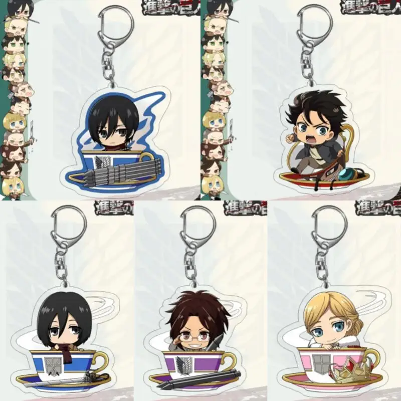 

Акриловый брелок-подвеска в Q-версии персонажей аниме «Атака Титанов»: Микаса Аккерман, Хистория Райс, Ханги Джоэ, Эрен Йегер