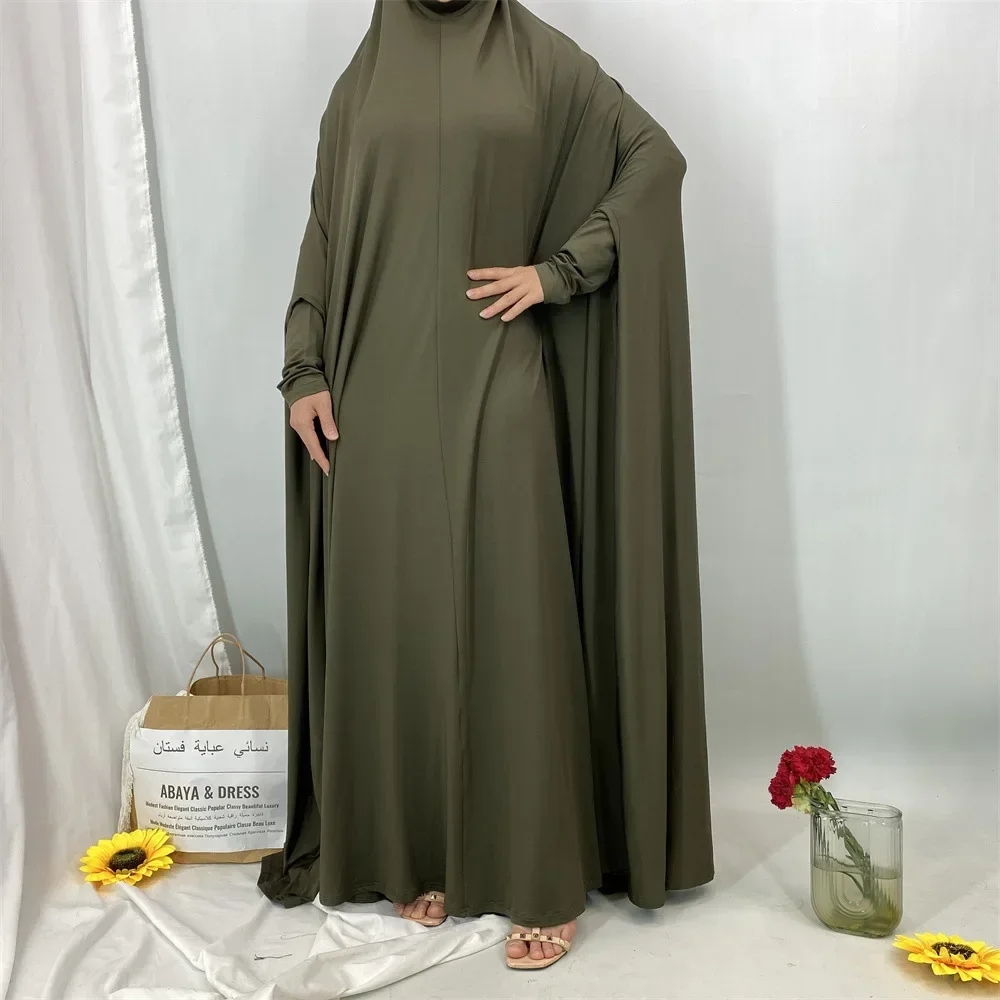 Muslim Abaya Hooded Smocking Sleeve One Piece Prayer Dress Women Jalabiya Islam Clothing Dubai Robe Turkey Kaftan Eid Djellaba
