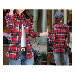 Women Coat Plaid Print Shirt Style Coat Jacket with Thick Fleece Lining for Women Winter Warm Outerwear with Lapel Pockets