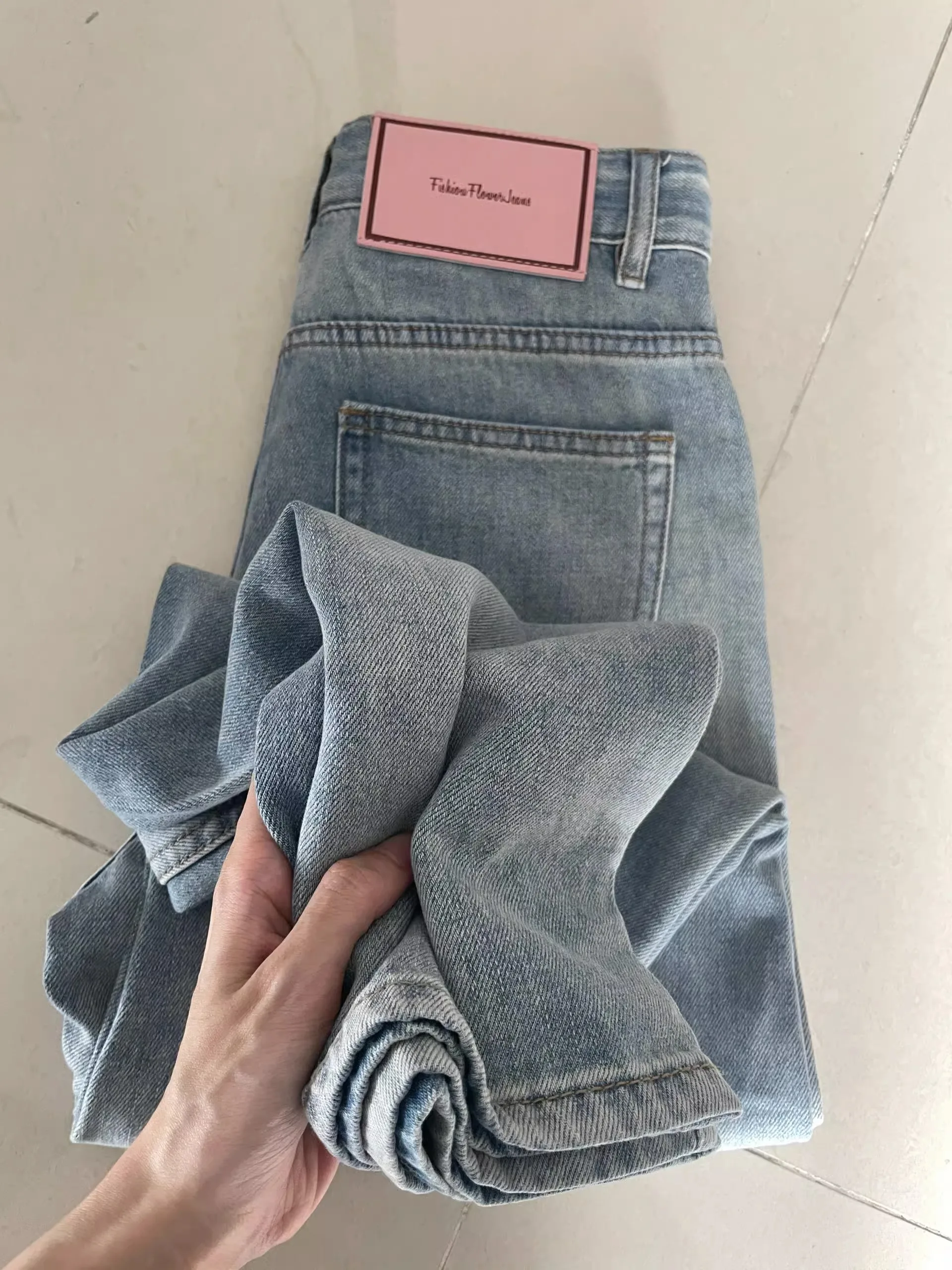 

High Waist Straight Leg Thin Denim Jeans for Women Summer Slimming Wide Leg Pants Large Size Pear Shape Body Fit Jeans