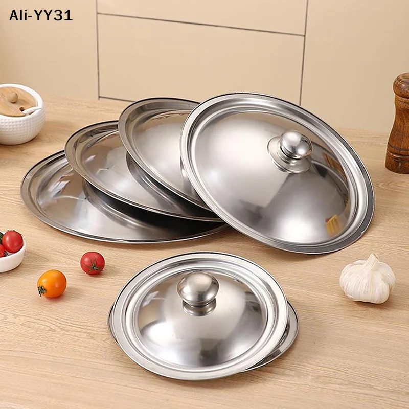 【An0】【Mya】10-32 cm runder Topfdeckel aus Stahl, universeller Ersatz-Bratpfannendeckel, glatter Rand, spülmaschinenfest, für Bratpfannen, Woks und Töpfe