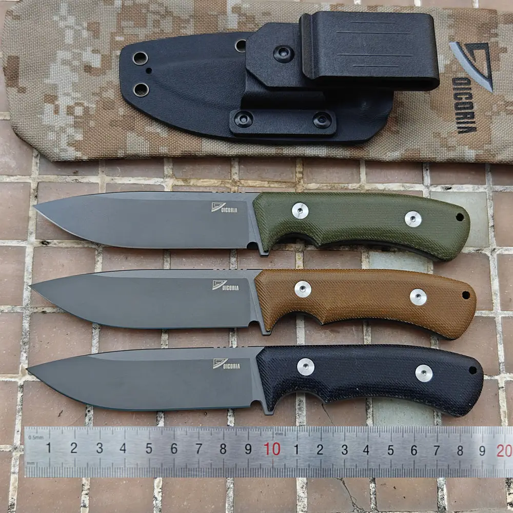 

DICORIA DK07 Fixed Blade Knife Real D2 Steel Micarta Handle Tactical Hunting Straight Knives Camping Survival Outdoor EDC Tool