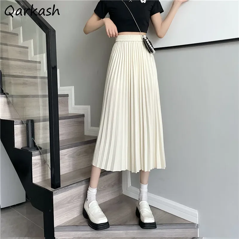 

Skirts Women Юбка Женская High Waist New Design Korean Fashion Solid Folds Casual Simple Basic Chic Summer Elegant Cozy Hot Sale