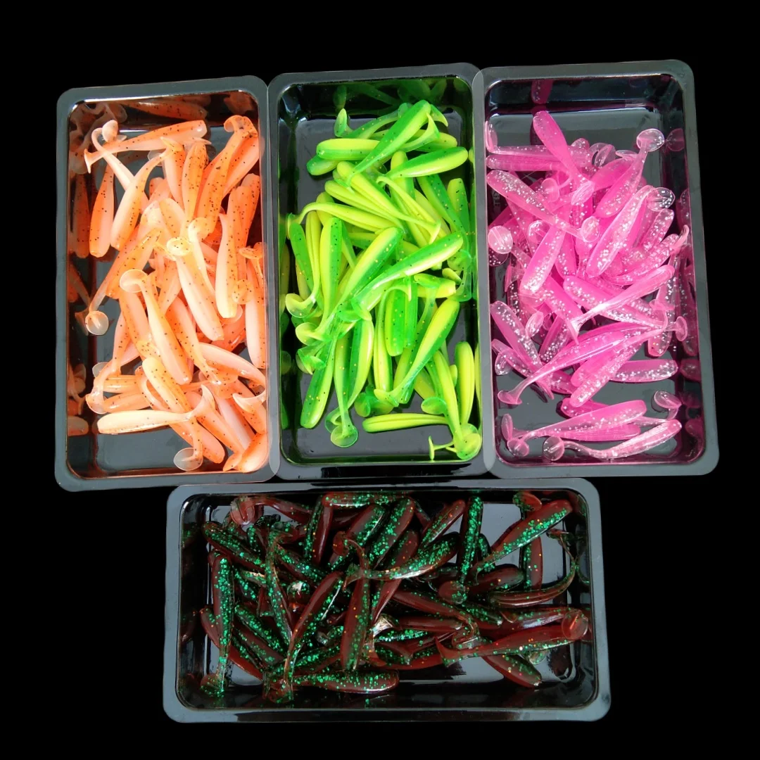 200pcs Silicone Soft Lures Piece Artificial Tackle Bait 3.5cm 0.35g Goods For Fishing Sea Fishing Rockfishing Swimbait Wobblers