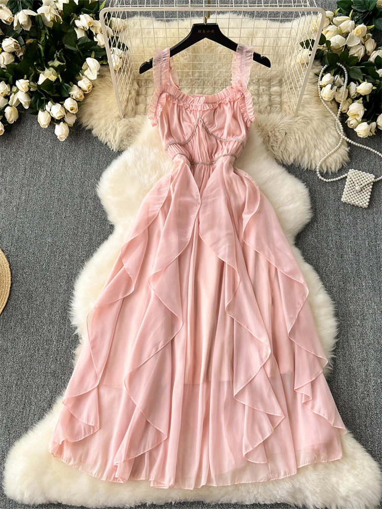 blue dress for baby girl Women Summer Long Beach Dress Party Vacation Hollow Out Sleeveless O H –  ASHORE SHOP main image 1