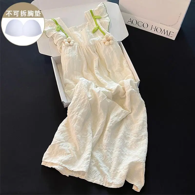 Nightgowns Women's Clothes Summer Thin New Suspenders Bustier Home Simple Cozy Casual Slim Loose Fit Temperament Airy Cool Sweet