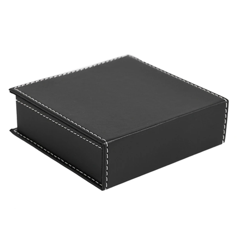 Caja de notas de cuero para oficina y escuela, organizador de accesorios de escritorio, soporte para tarjetas, soporte para notas, caja de almacenamiento de notas adhesivas