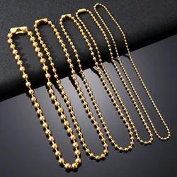 Collares de cuentas de bola de acero inoxidable para mujeres y hombres, Gargantilla de cadena de cuentas de Metal de Color dorado y plateado, fabricación de joyas, 3mm, 6mm, 8mm