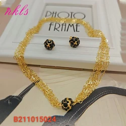 Color Jewelry Set Magnetic Pendant Black and Gold Color Earrings Necklace Romantic Lover Gift Party Women Girl Daily Wear