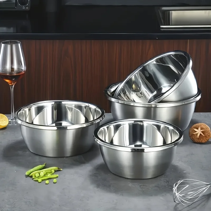 4-Piece Stainless Steel Mixing Bowl Set, Large Rust-Resistant Bowls, Easy Clean Stackable Kitchen Organization