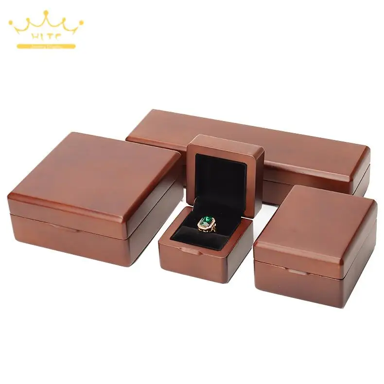 Vintage Wood Jewelry Packaging Gift Box Ring Bracelet Storage Case Jade Pendant Necklace Holder Jewelry Organizer Boxes