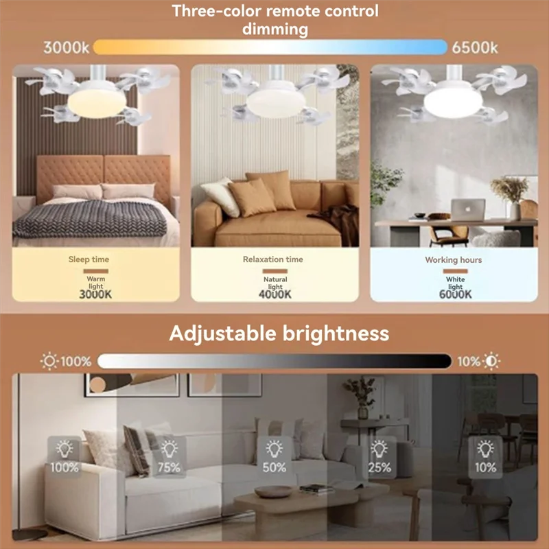 

AB66-E27 LED Ceiling Fan Light With Remote Control Dimmer Function 60W Ceiling Light Drone Shaped Fan Light For Living Room Bedr