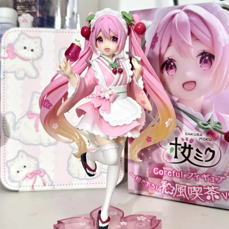 Hatsune Miku Coreful Sakura Wafuu Kissa Ver. Anime Figure Hatsune Miku Maid Anime Figurine Collectible Model Gk Kawaii Toy Gifts