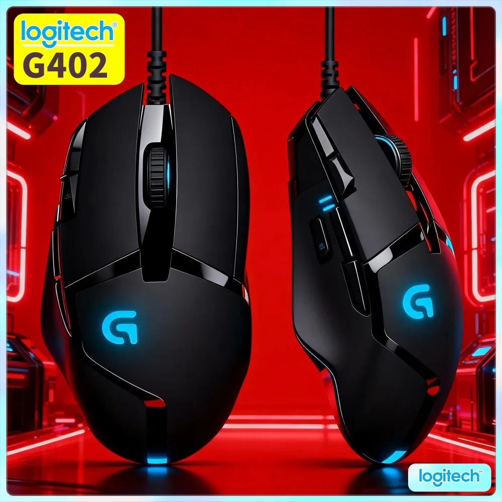 Logitech G402 Hyperion Fury Wired Mouse Delta Zero Optical Sensor 8 Buttons 4 DPI Modes 1Ms Report Rate Anti-Slip Grips