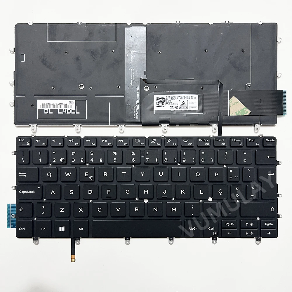 Portuguese/AZERTY Backlit Keyboard for Dell XPS 13 9370 9380 7390 13-9370 13-9380 13-7390 0K2NCP 07YNXG SN2270BZ French FR/PT