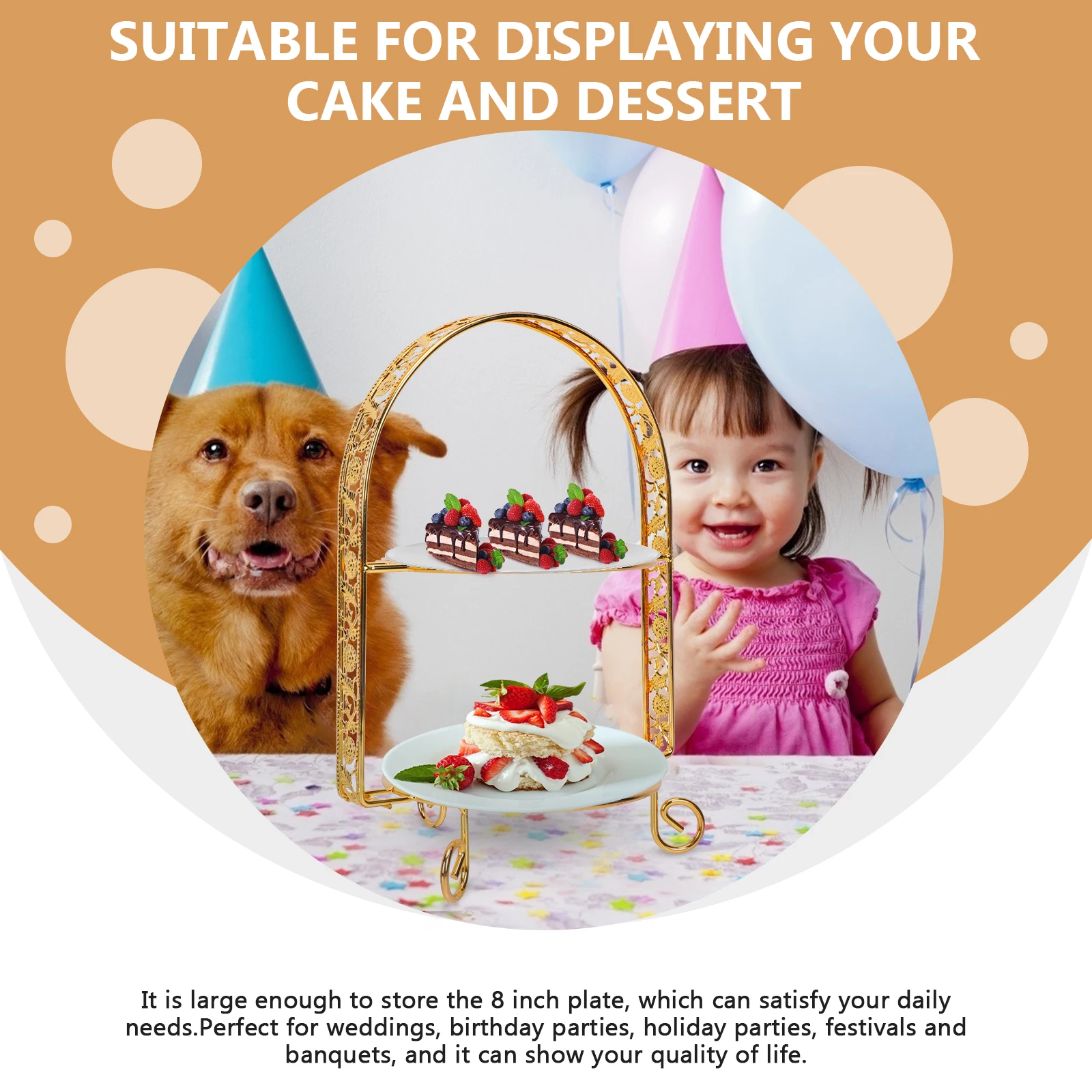 

Cake Stand Display Rack Golden Iron Dessert Table Wedding Decor Large Capacity Double Layer Cake Holder Shelf Storage Solution