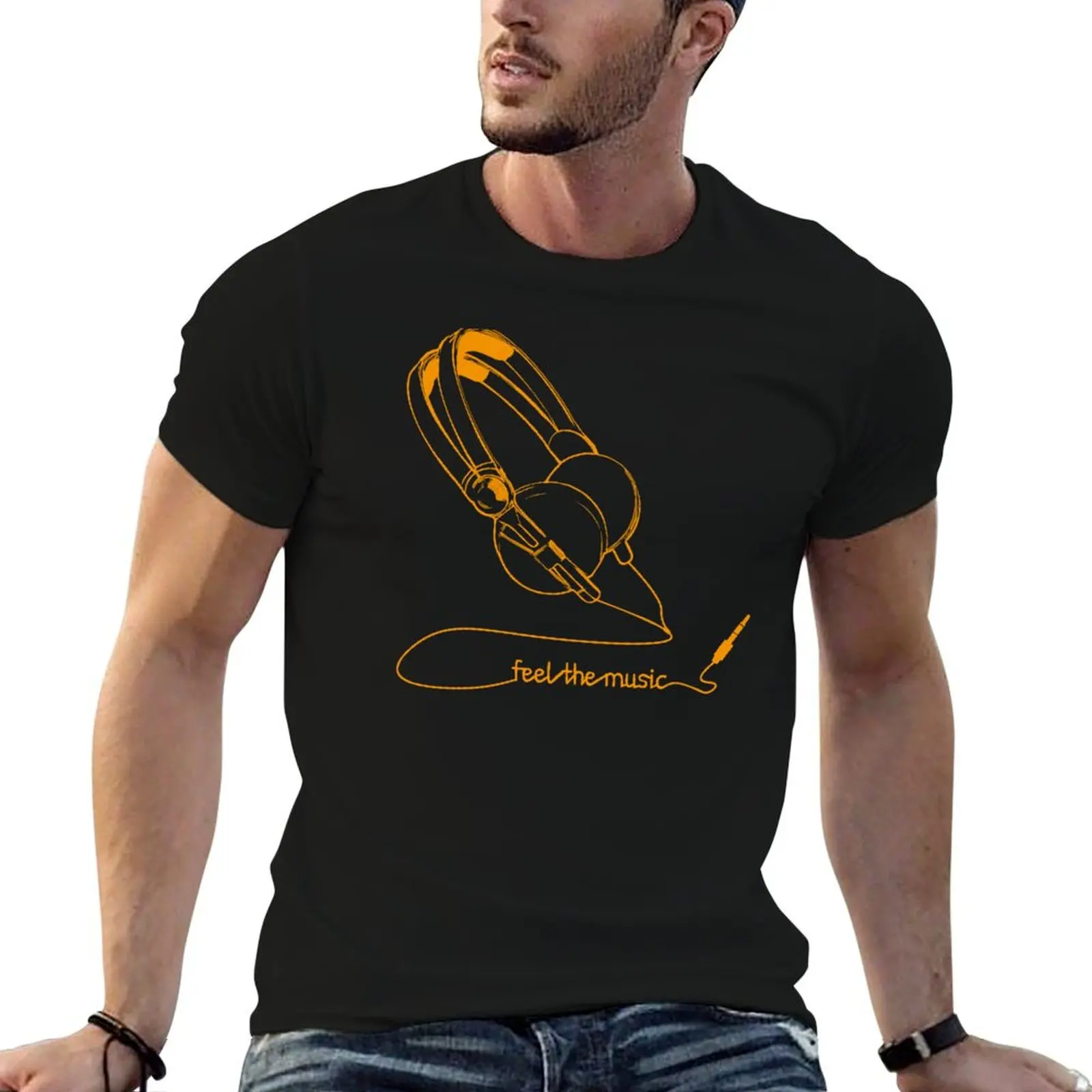 feel the music funny tee T-Shirt Work Duty Casual T-Shirt