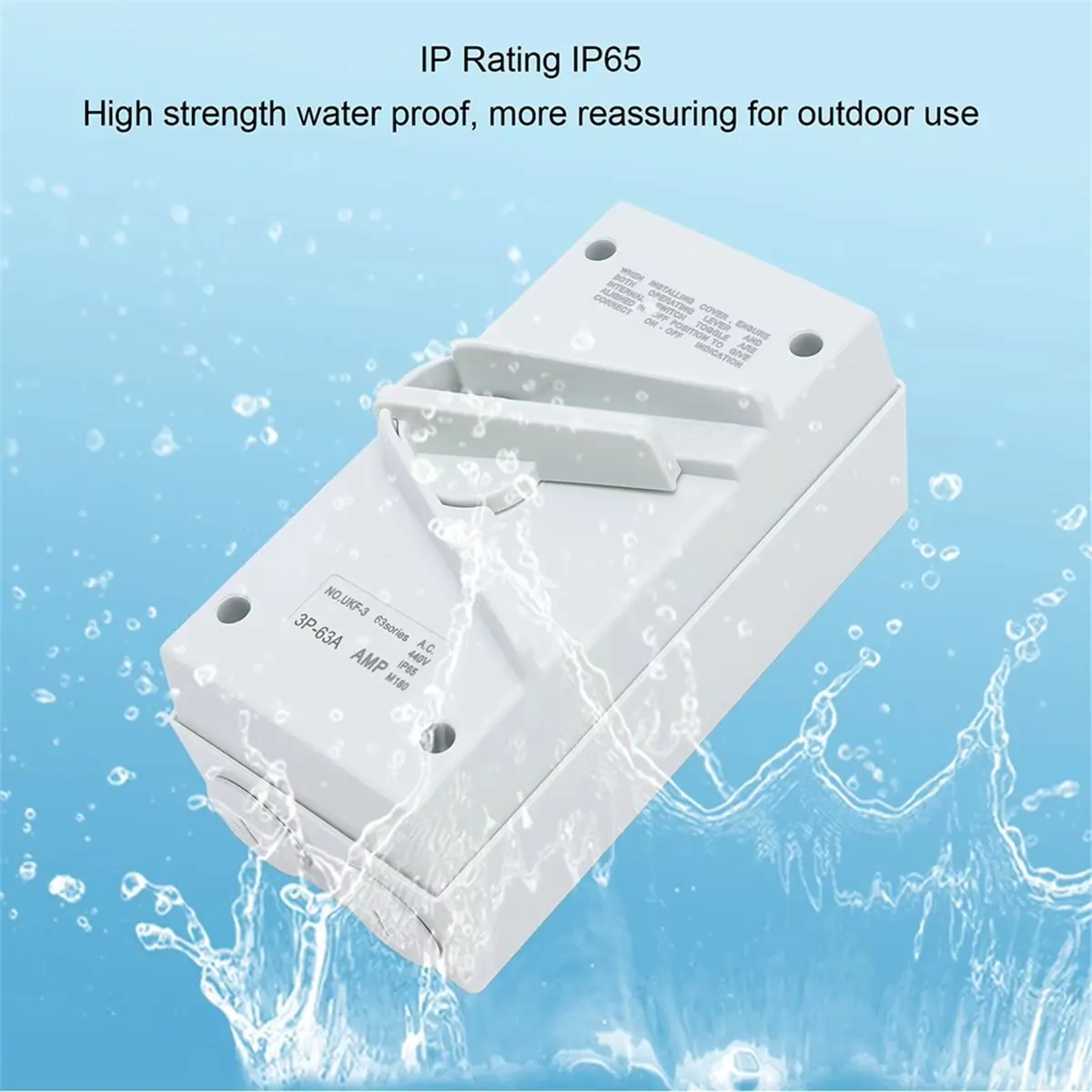 UKF Weather- Disconnect Isolating Switch, Waterproof Outdoor Disconnect Switch, UKF3-3P (AC440V 63A)