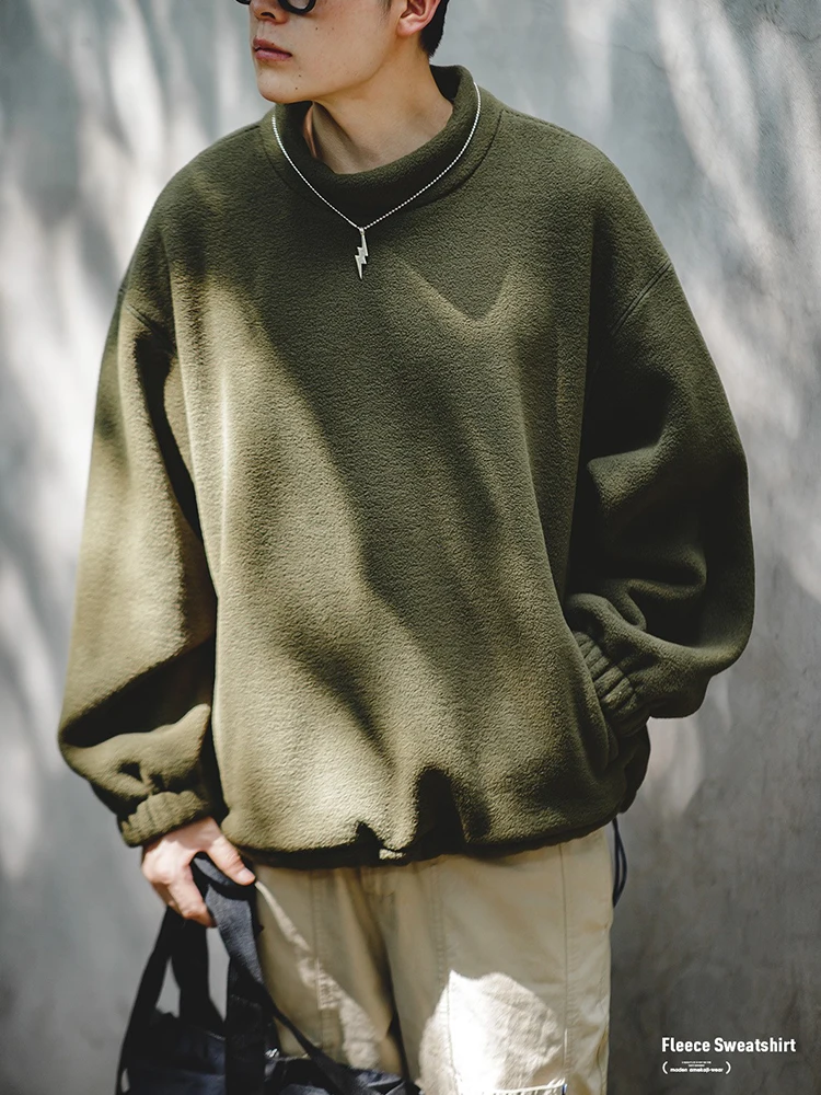 

Мужская толстовка Maden American Casual Fleece с воротником-стойкой, свободного кроя, с капюшоном, осенняя, из утолщенного полиэстера