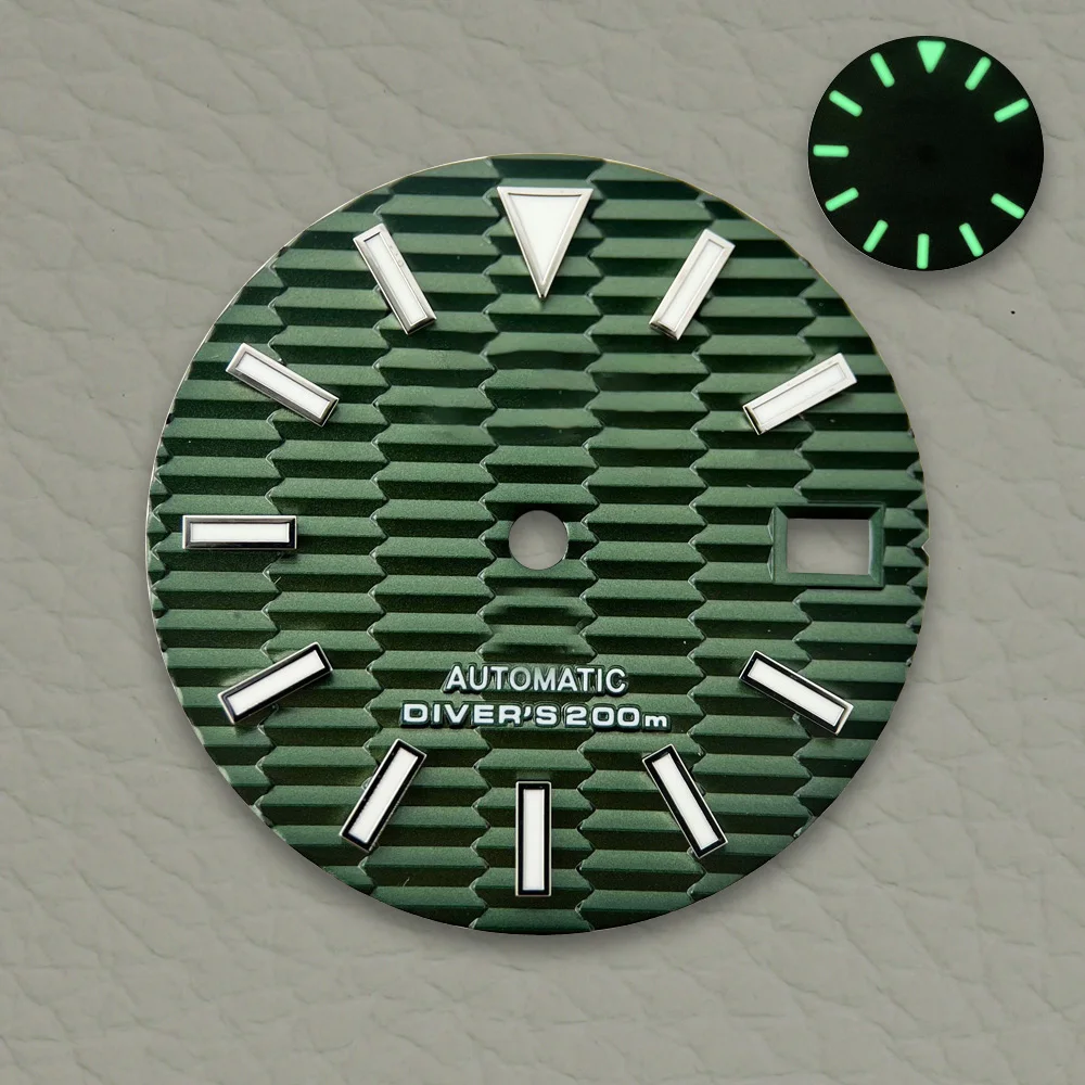 High Quality 28.5mm Watch Dial Green Luminous S Dial Watch Modification Accessories For NH35 NH36 Automatic Movement