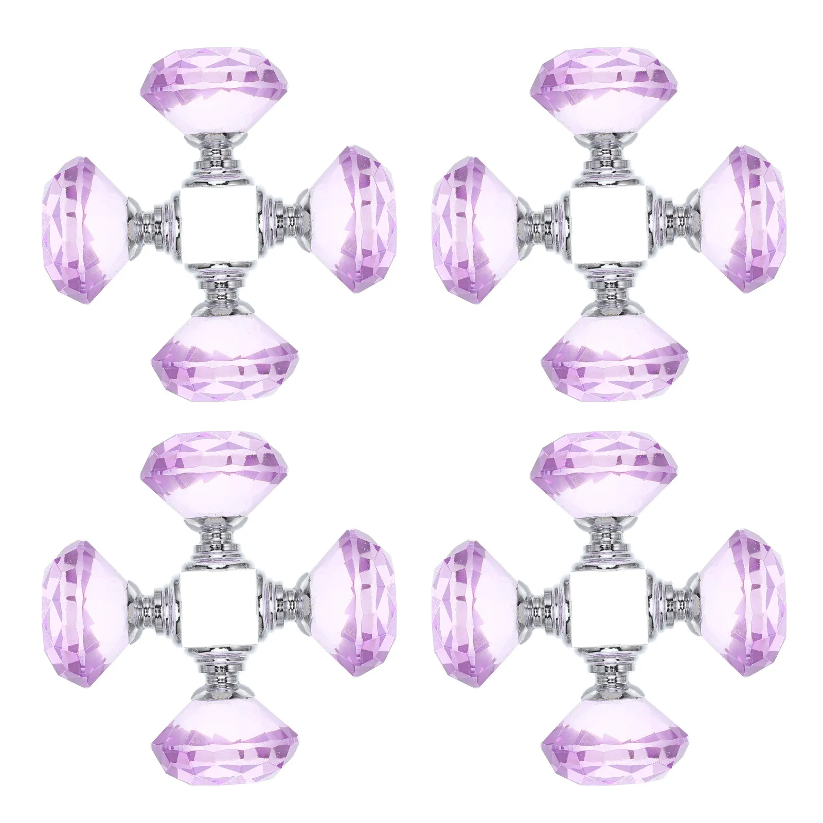 16Pcs Crystal Glass Cabinet Knobs Purple Prism Elegant Handles for Dresser Wardrobe Kitchen Cabinet Pulls Decorative Door Knobs