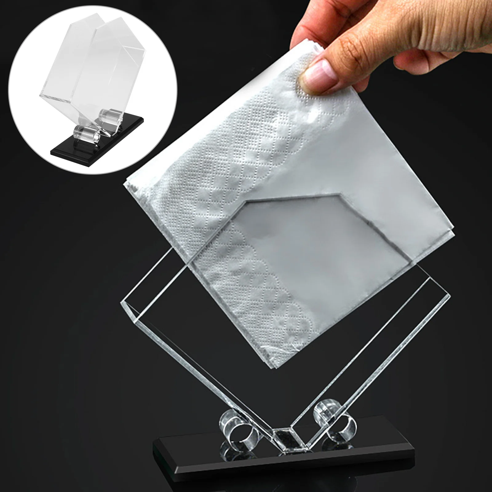 

Acrylic Napkin Holder Clear Transparent Table Organizer Stand for Kitchen Cafe Hotel Party Dinner Room Decor
