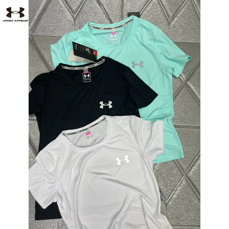 T-shirt Under Armour pour femme en soie glacée à séchage rapide, respirant, extensible dans 4 directions, à manches courtes, décontracté, sportif, pour l'été