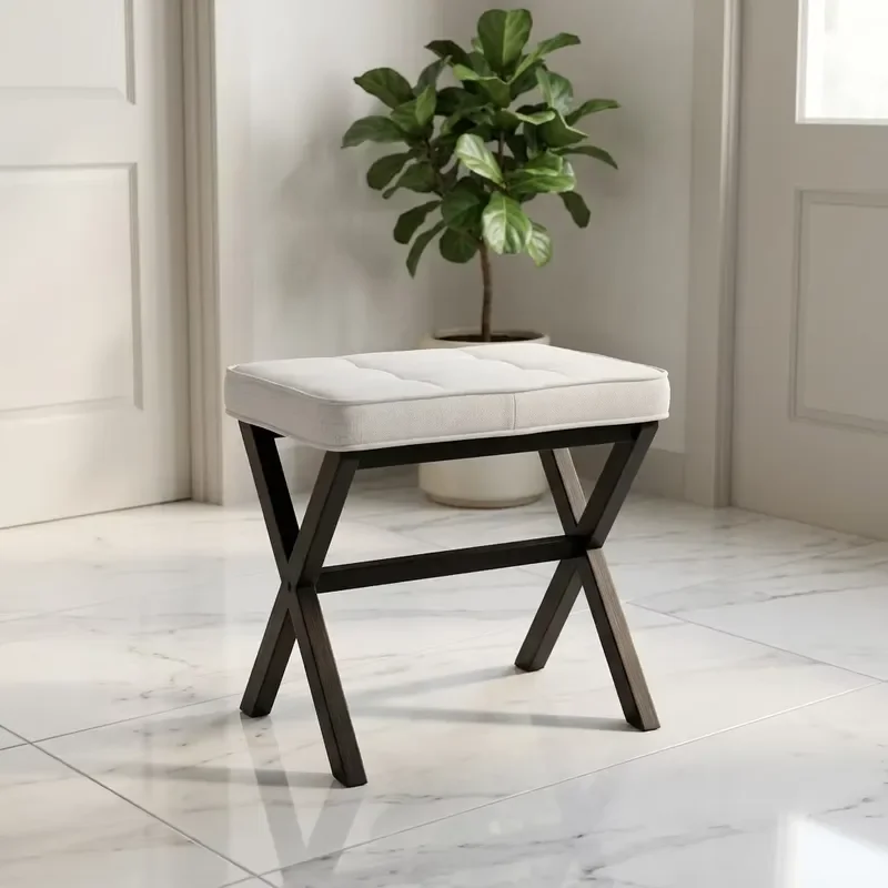 for Modern Faux Leather Footstool with Upholstered Seat and Foot Pedals  Living Room Furniture Eco Friendly and Durable