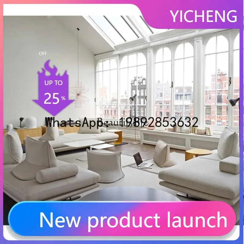 

simple wabi sabi living room creative fabric sofa Nordic light luxury minimalist small apartment sofa without armrest