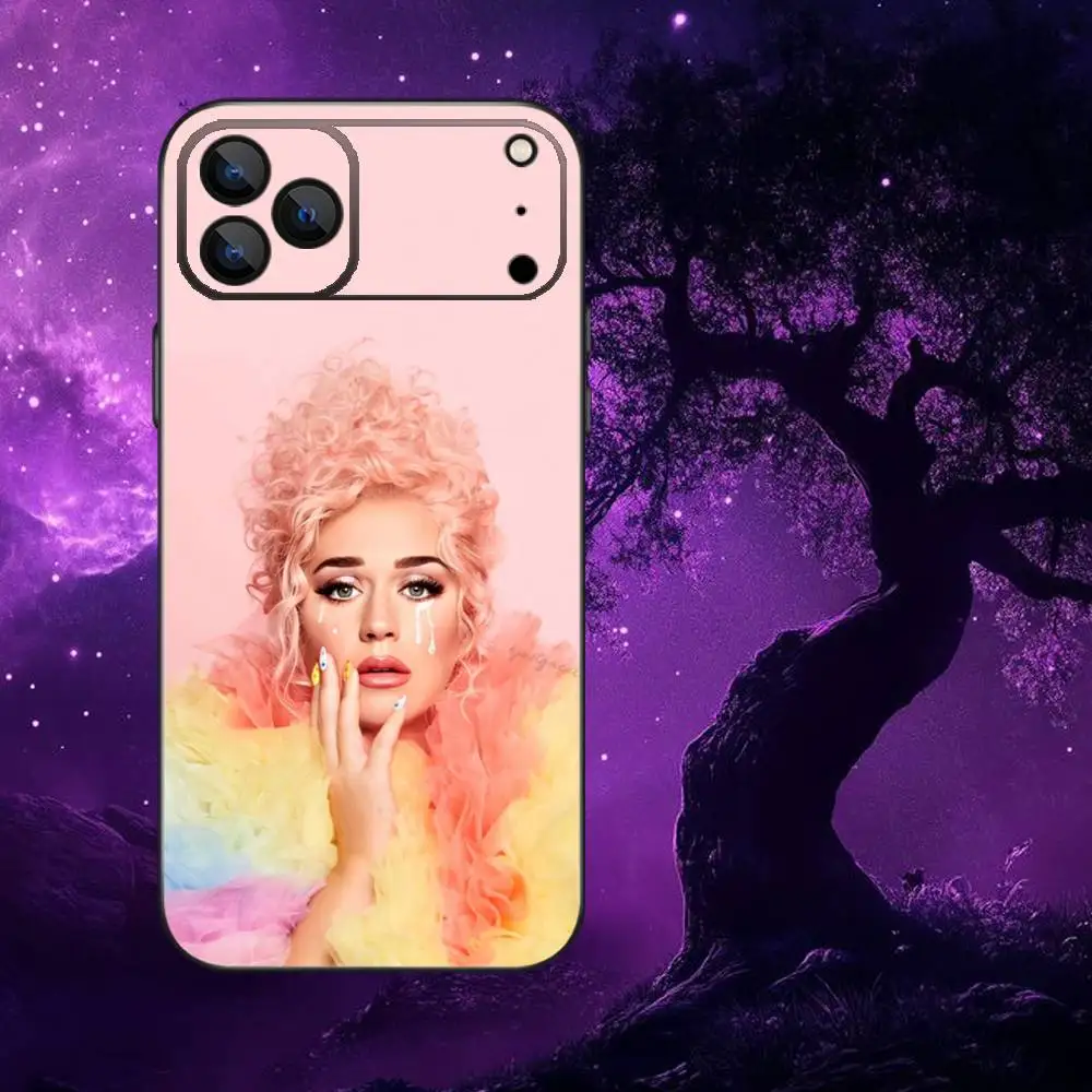 Funda de teléfono K-Katy P-Perry Singer para iPhone 17,16,15,14,13,12,Pro,Max,Plus,E,SE4,Air,Mini caja suave negra