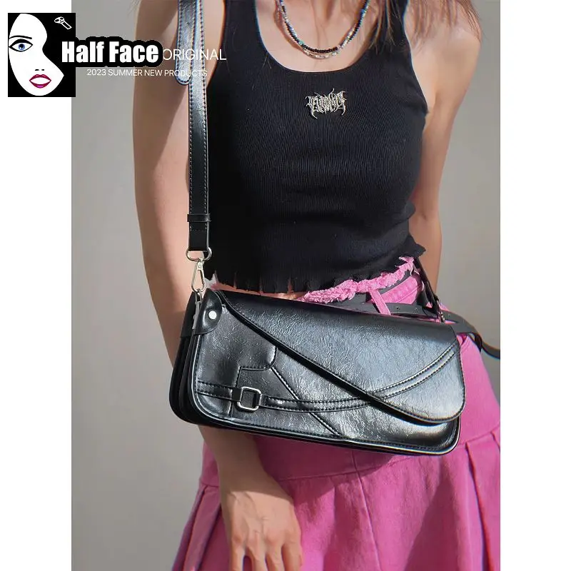 Bolsas góticas prateadas para mulheres, bolsas crossbody Harajuku para meninas, um ombro, design avançado, bolsa versátil, rua alta, punk, Y2K