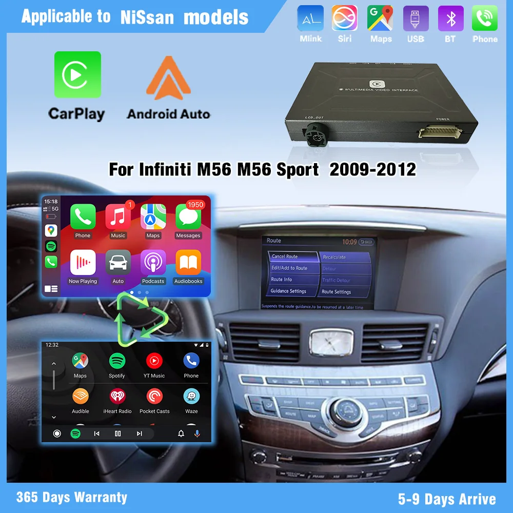 

2009-2012 Infiniti M56 Sport CarPlay Android Auto Support GPS Navi Music Airplay Mirrorring Camera DSP Plug Play Apple Car play
