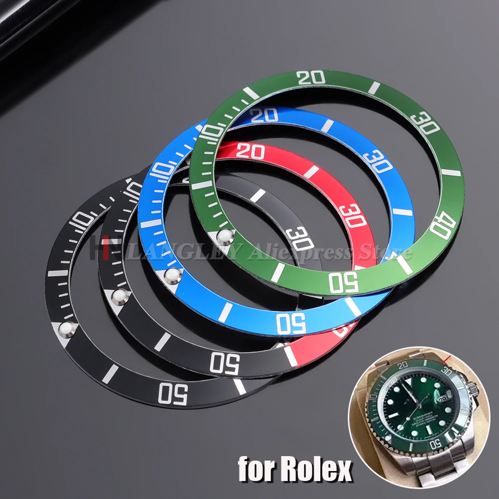 37.5mm Aluminium Ceramic Watch Bezel Insert Ring for Rolex Watch Case Alloy Insert Ring Slope GMT Diving Watch Part Accessories